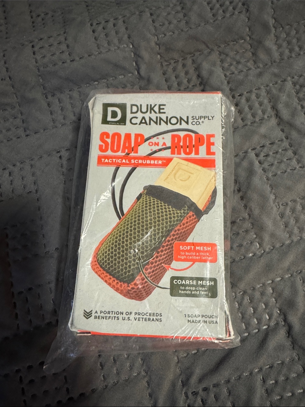 Duke Cannon Soap on a Rope - Olive Green and Orange Tactical Scrubber